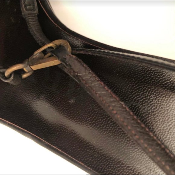 BURBERRY PORSUM BLACK LEATHER SHOE WITH HEEL  AND GROMIT FRONT DETAIL - Picture 6 of 12